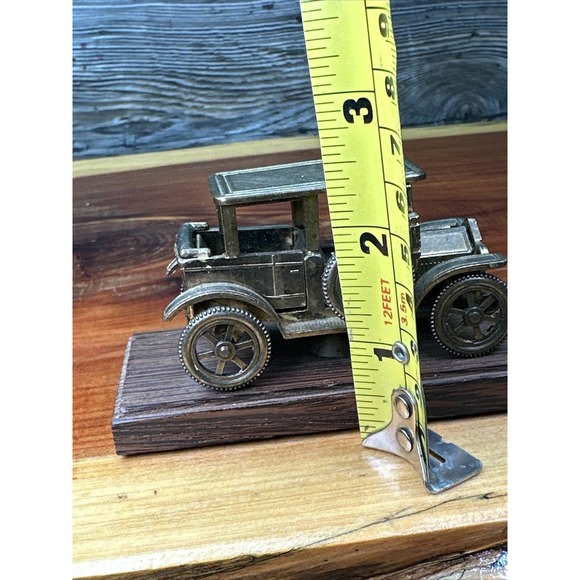 Vintage Made in Italy Die Cast Brass 1910-1920 Touring Car, Wooden Base, Rare! - Picture 8 of 8